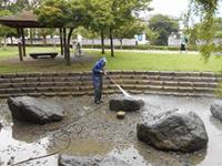 浜松市 公園内池清掃